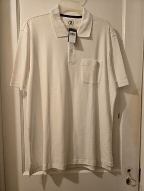 Izod White Short-Sleeve Polo with Chest Pocket